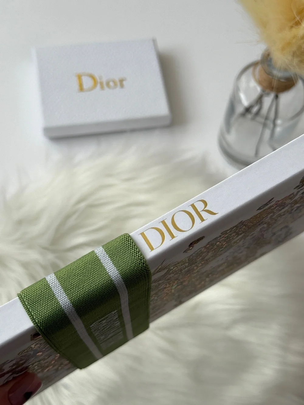 Christian Dior White Flora Notebook with Green Elastic Band NEW